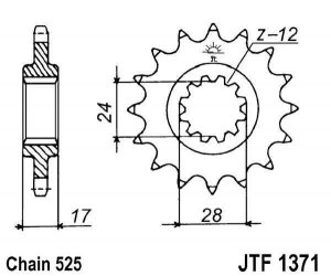 Priekinė žvaigždė JT JTF 1371-15 15T, 525